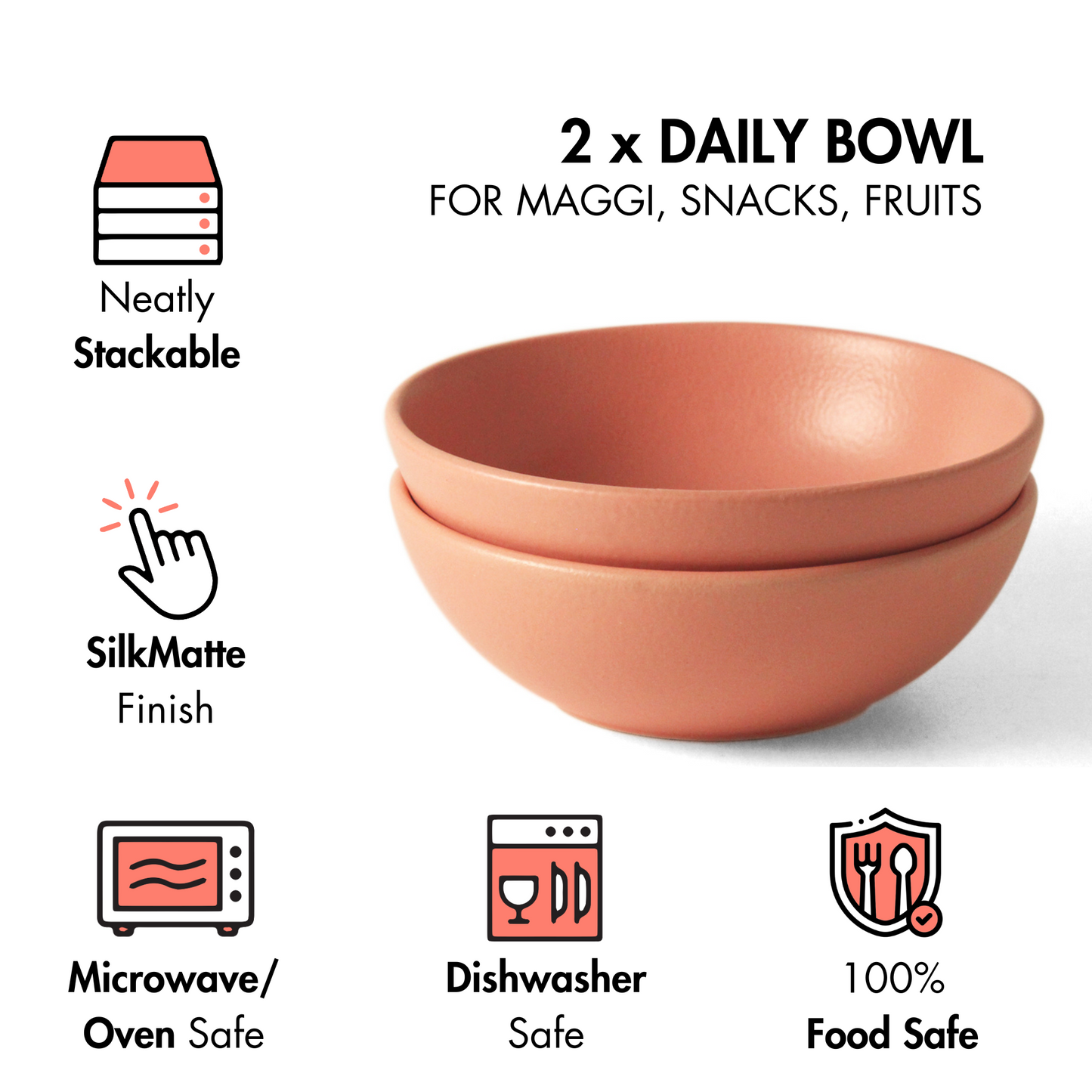 Flamingo Pink Daily Bowl - Set of 2