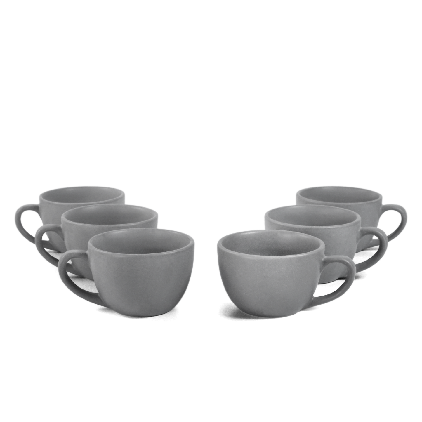 Ceramic Tea Cups | Set of 6 | Pebble Grey | 180ml Tea Cups |