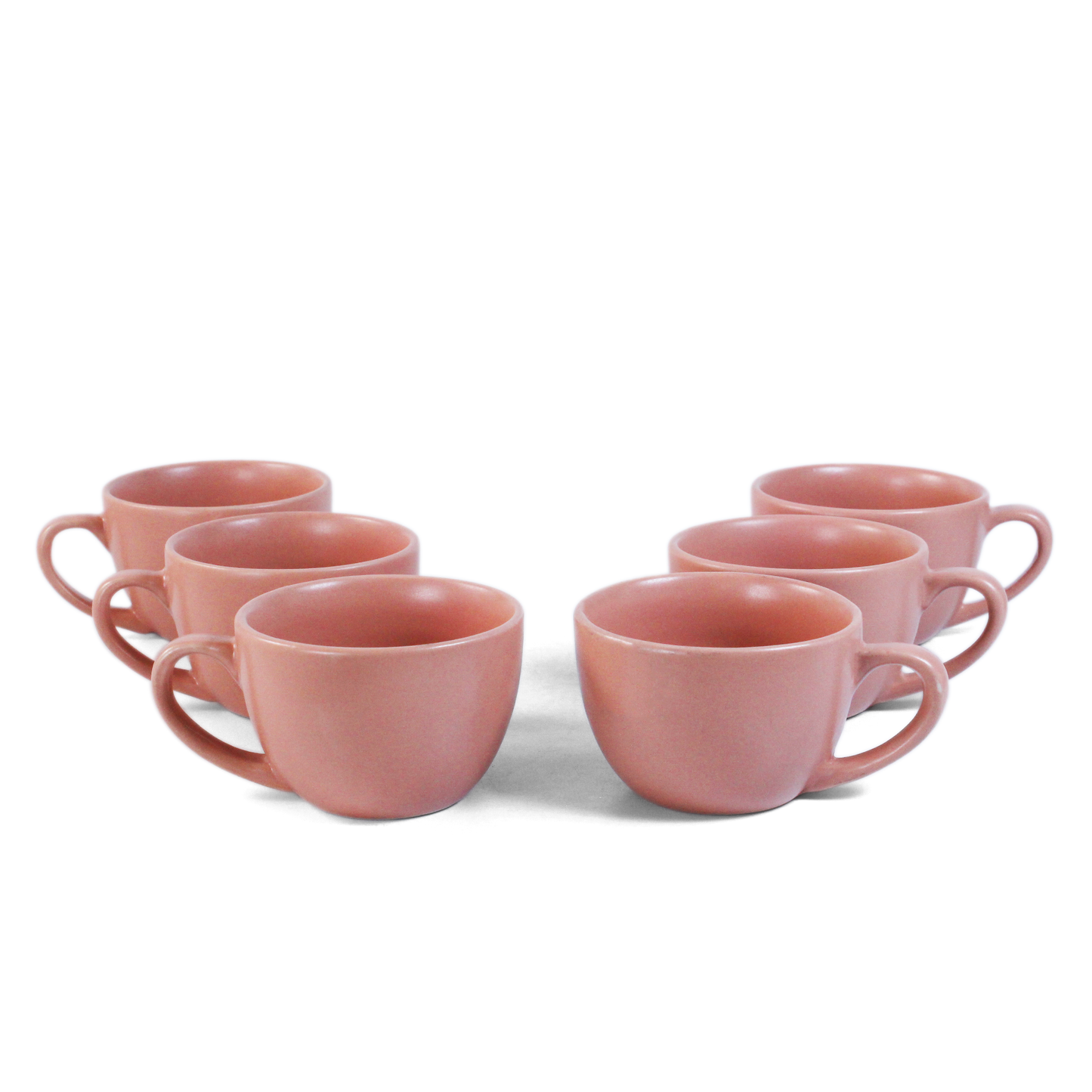 Ceramic Tea Cups | Set of 6 | Flamingo Pink | 180ml Tea Cups |