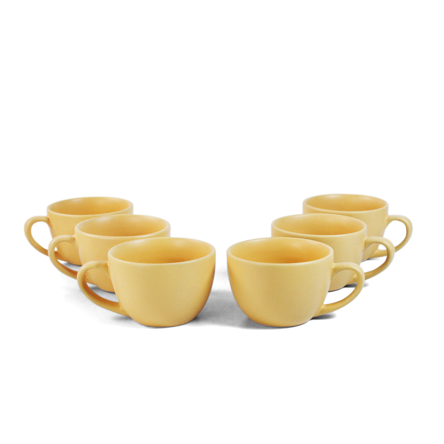 Ceramic Tea Cups | Set of 6 | Aamras Yellow | 200ml Tea Cups |