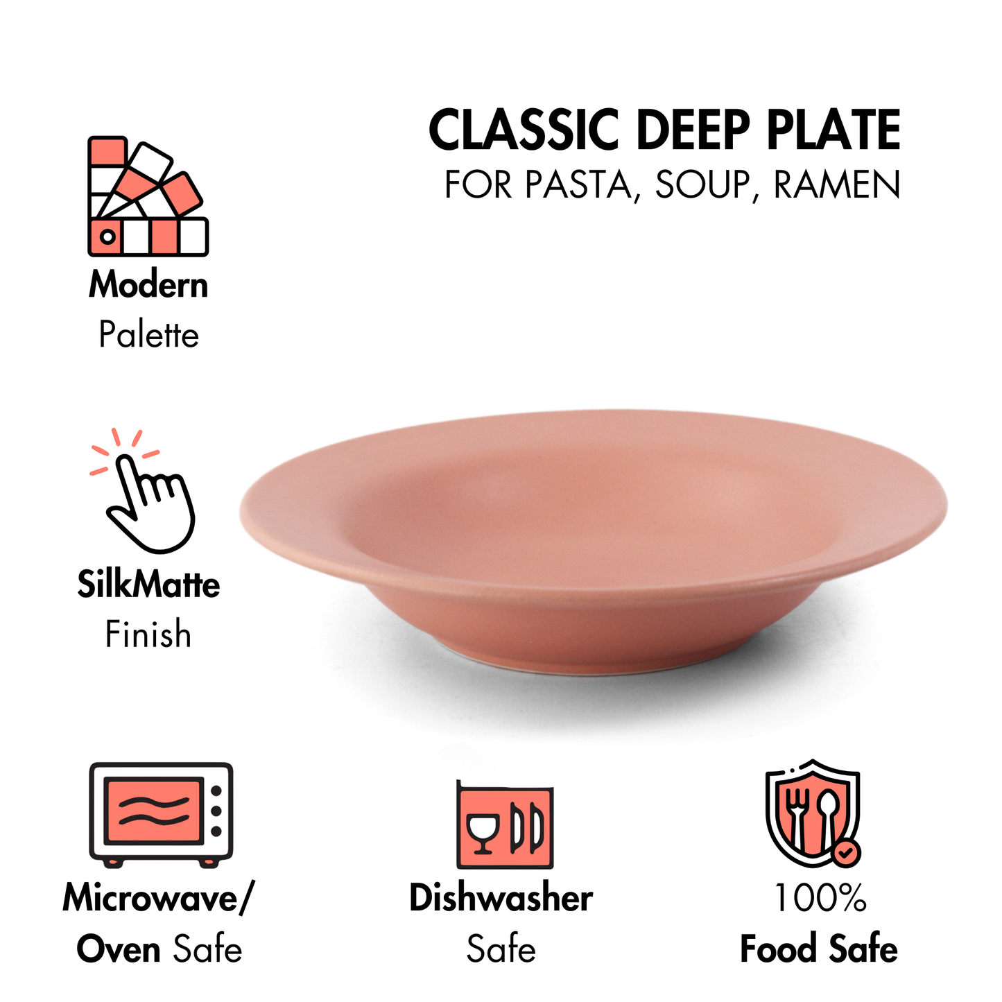 Flamingo Pink Classic Pasta Plate - Set of 2