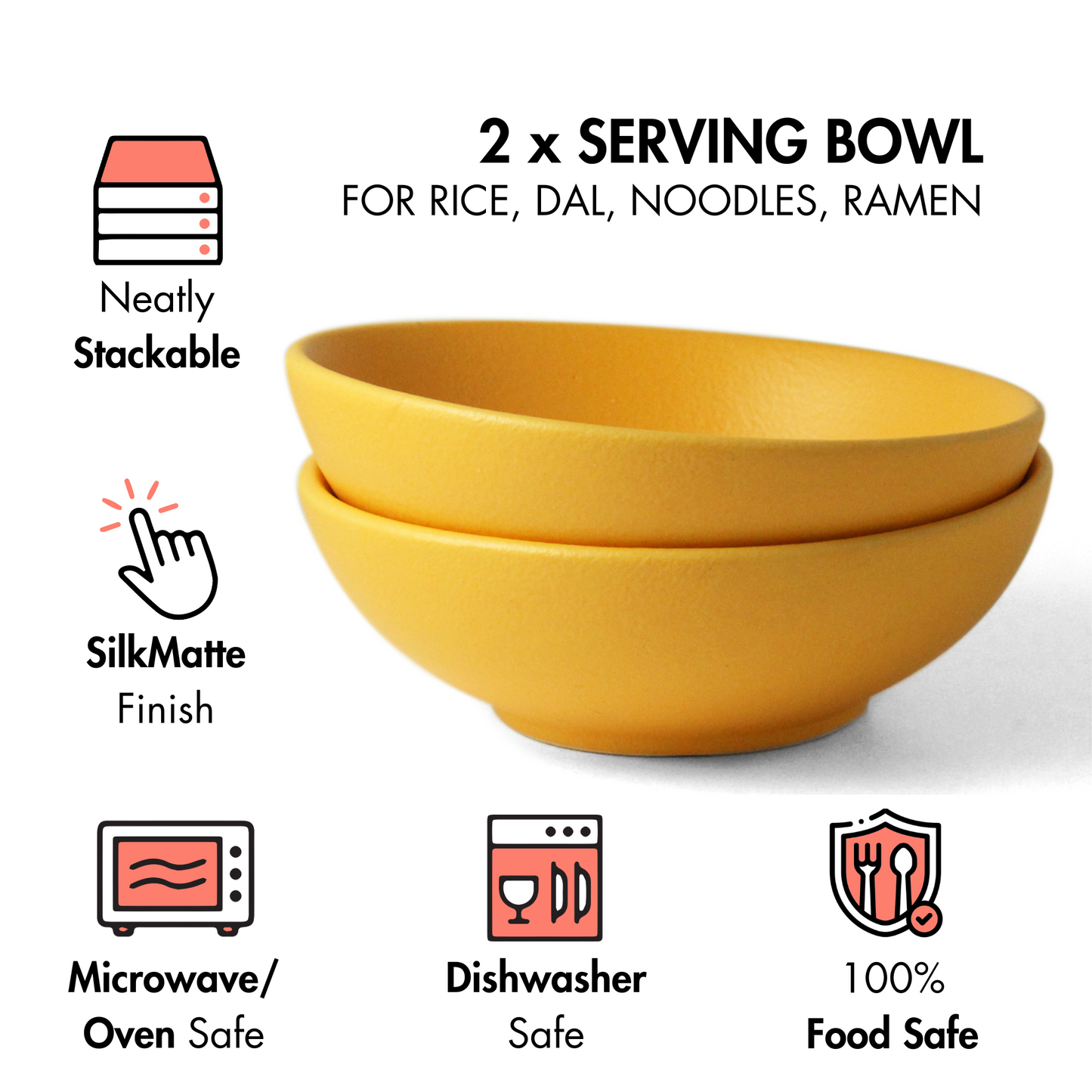 Aamras Yellow Serving Bowl - Set of 2
