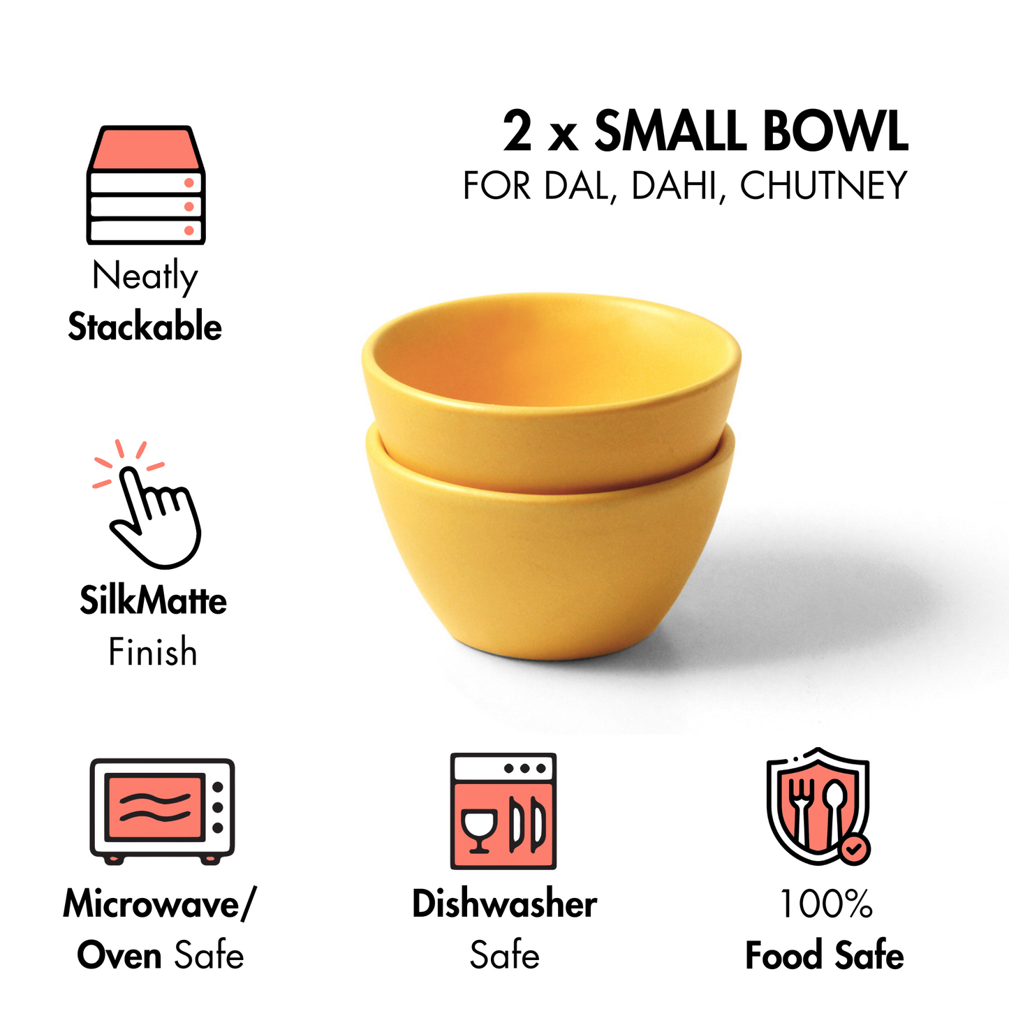 Aamras Yellow Small Bowl - Set of 2