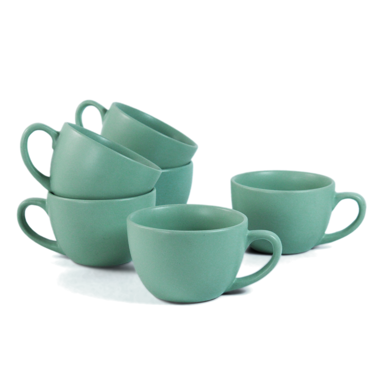 Ceramic Tea Cups | Set of 6 | Almost Blue | 180ml Tea Cups |