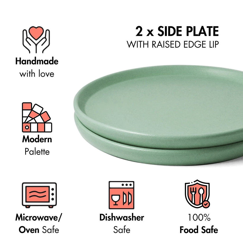Ceramic Side Plates | Set of 2 | Almost Blue | For Desserts, Snacks & Appetisers |