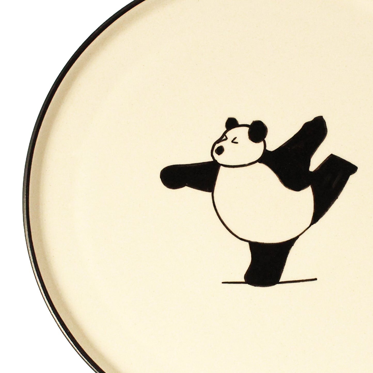Ceramic Snack Plates | Set of 4 | Handpainted Panda Yoga Art | 8 Inch Side Plates for Snacks & Appetisers |