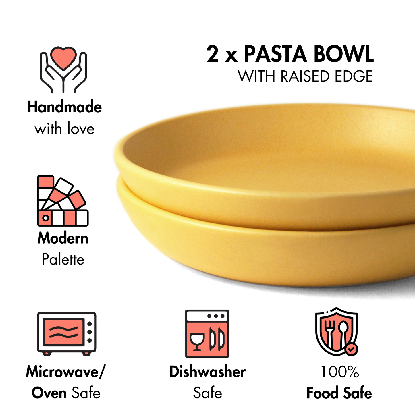 Aamras Yellow Pasta Bowl - Set of 2