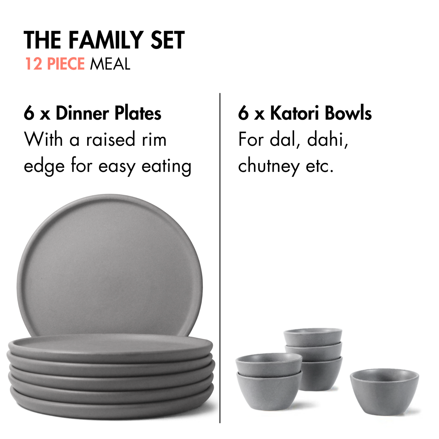 Pebble Grey Family Dinner Set