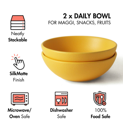 Aamras Yellow Daily Bowl - Set of 2