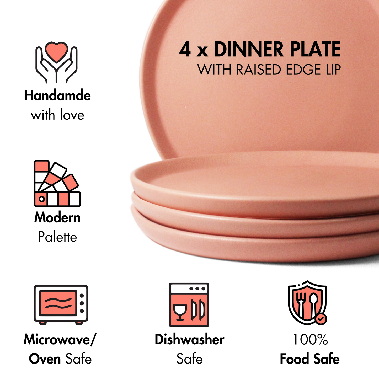 Flamingo Pink Dinner Plate - Set of 4