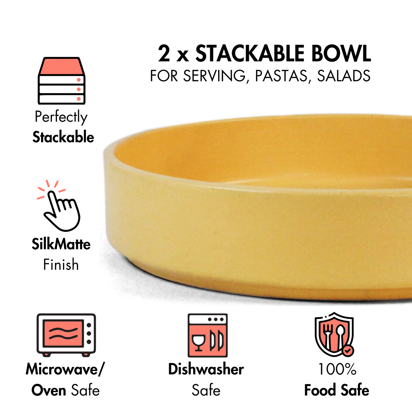 Aamras Yellow Stackable Serving Bowl - Set of 2