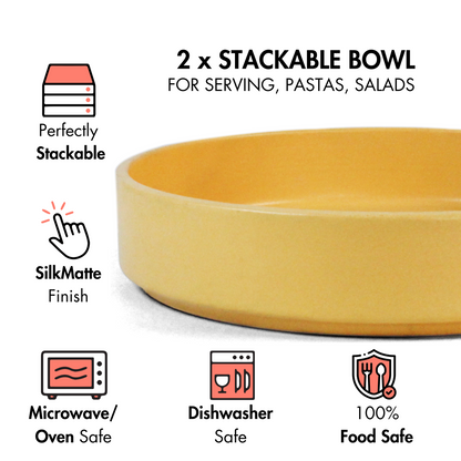 Aamras Yellow Stackable Serving Bowl - Set of 2