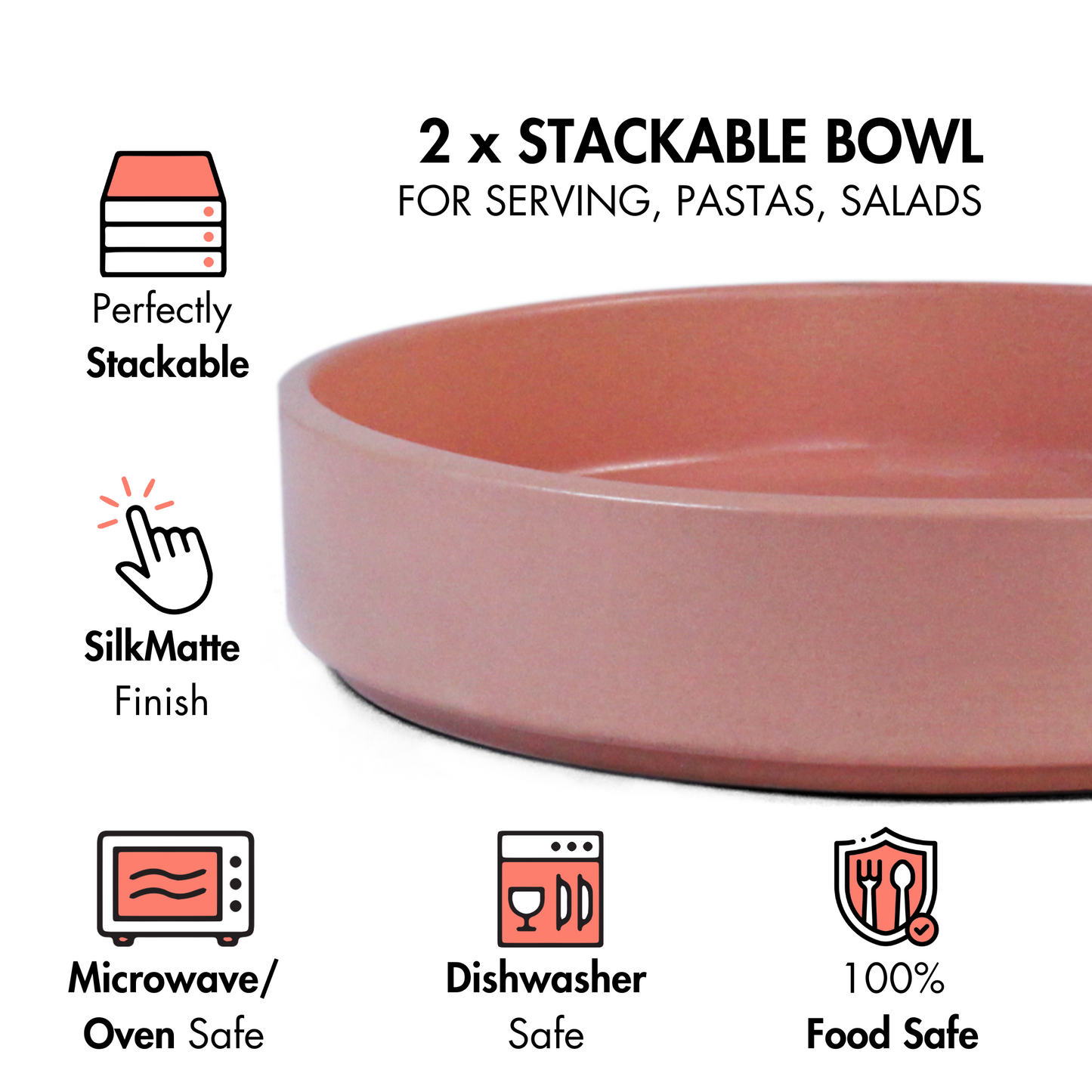 Flamingo Pink Stackable Serving Bowl - Set of 2
