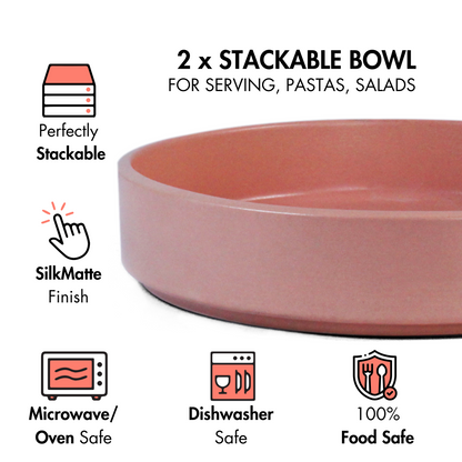 Flamingo Pink Stackable Serving Bowl - Set of 2