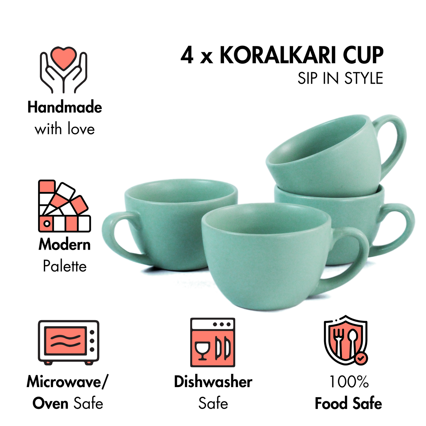 Almost Blue Cup - Set of 4