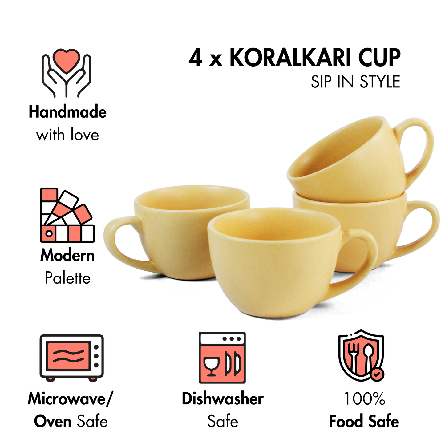 Aamras Yellow Cup - Set of 4