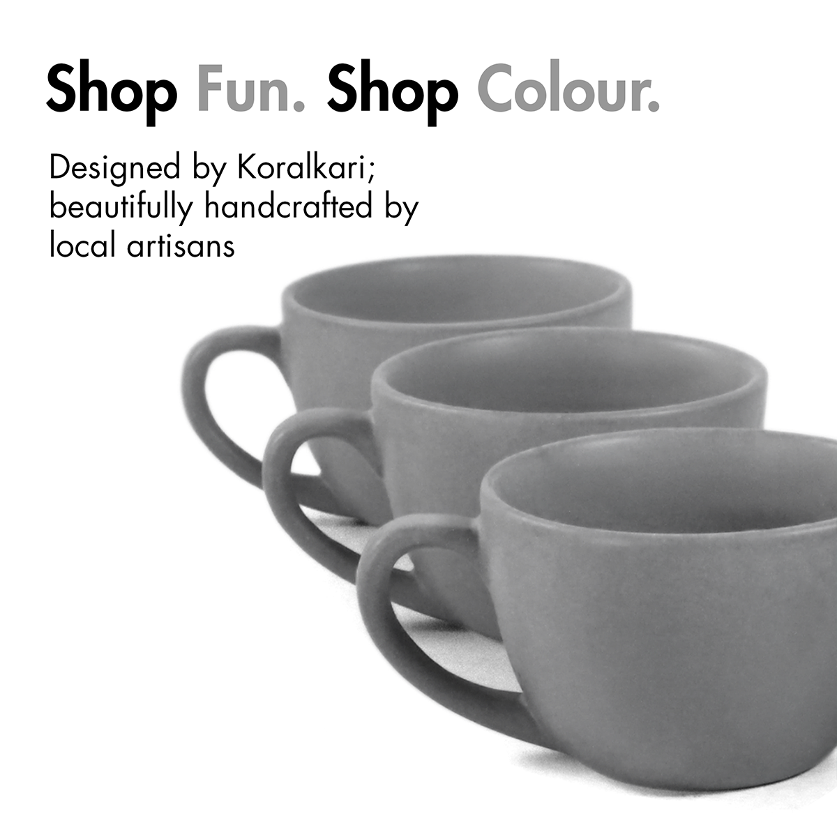 Ceramic Tea Cups | Set of 6 | Pebble Grey | 180ml Tea Cups |