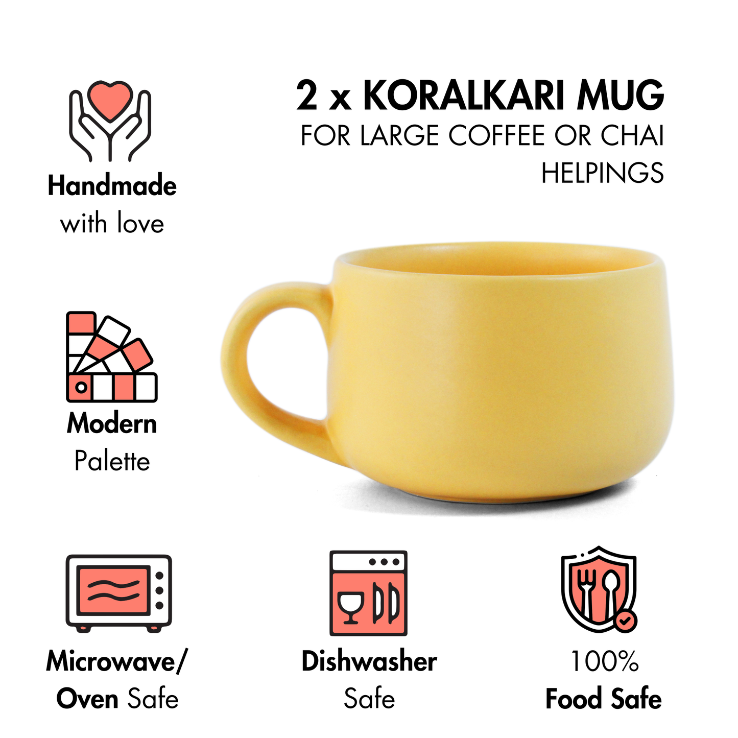 Aamras Yellow Mug - Set of 2