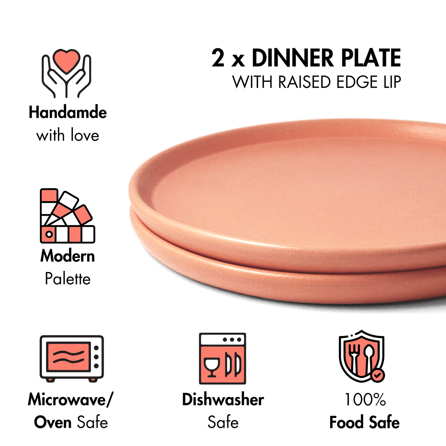 Flamingo Pink Dinner Plate - Set of 2