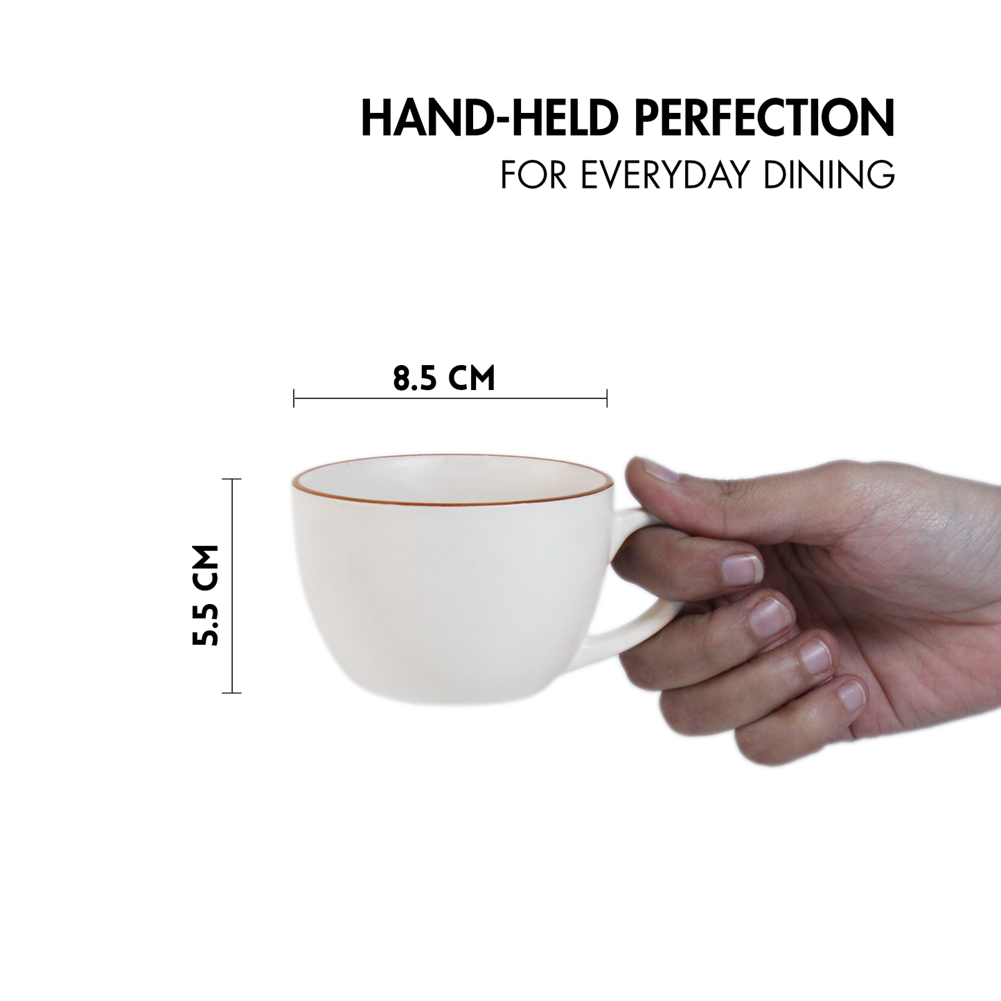 Ceramic Tea Cups | Set of 6 | Vanilla Biscuit | 200ml Tea Cups |