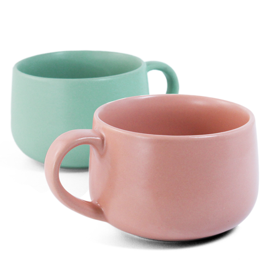 Flamingo Pink + Almost Blue Mug - Set of 2
