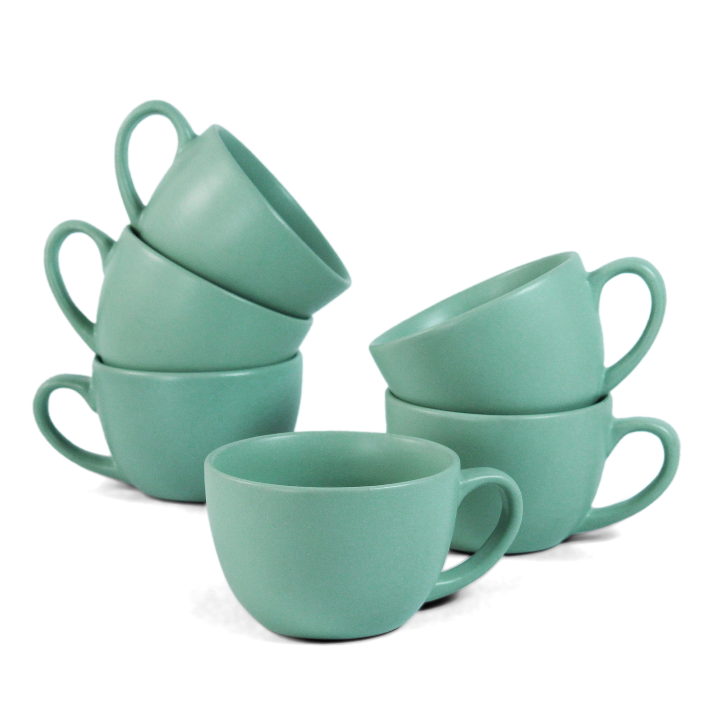 Ceramic Tea Cups | Set of 6 | Almost Blue | 180ml  Tea Cups |
