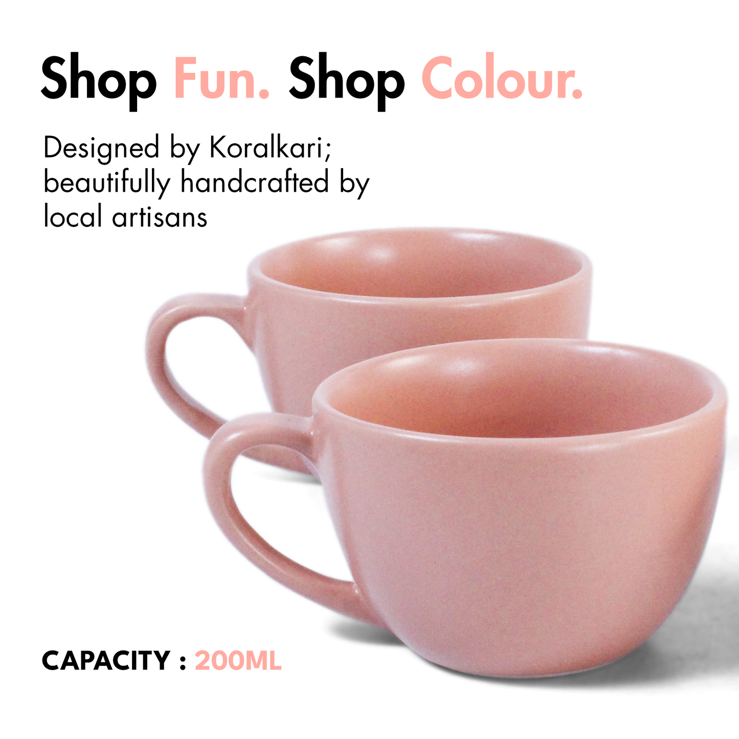 Flamingo Pink Cup - Set of 4