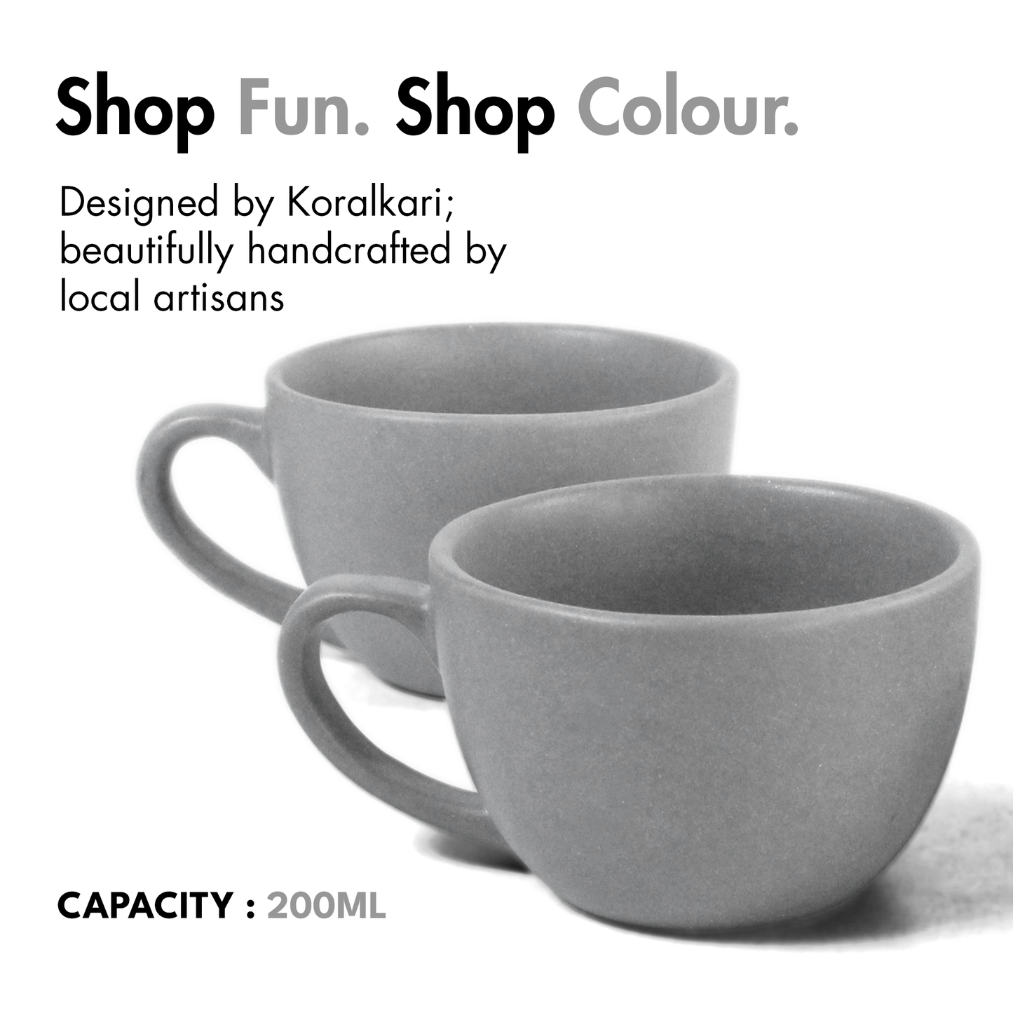 Pebble Grey Cups - Set of 4