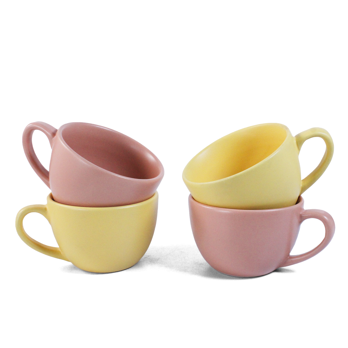 Aamras Yellow + Flamingo Pink Cup - Set of 4