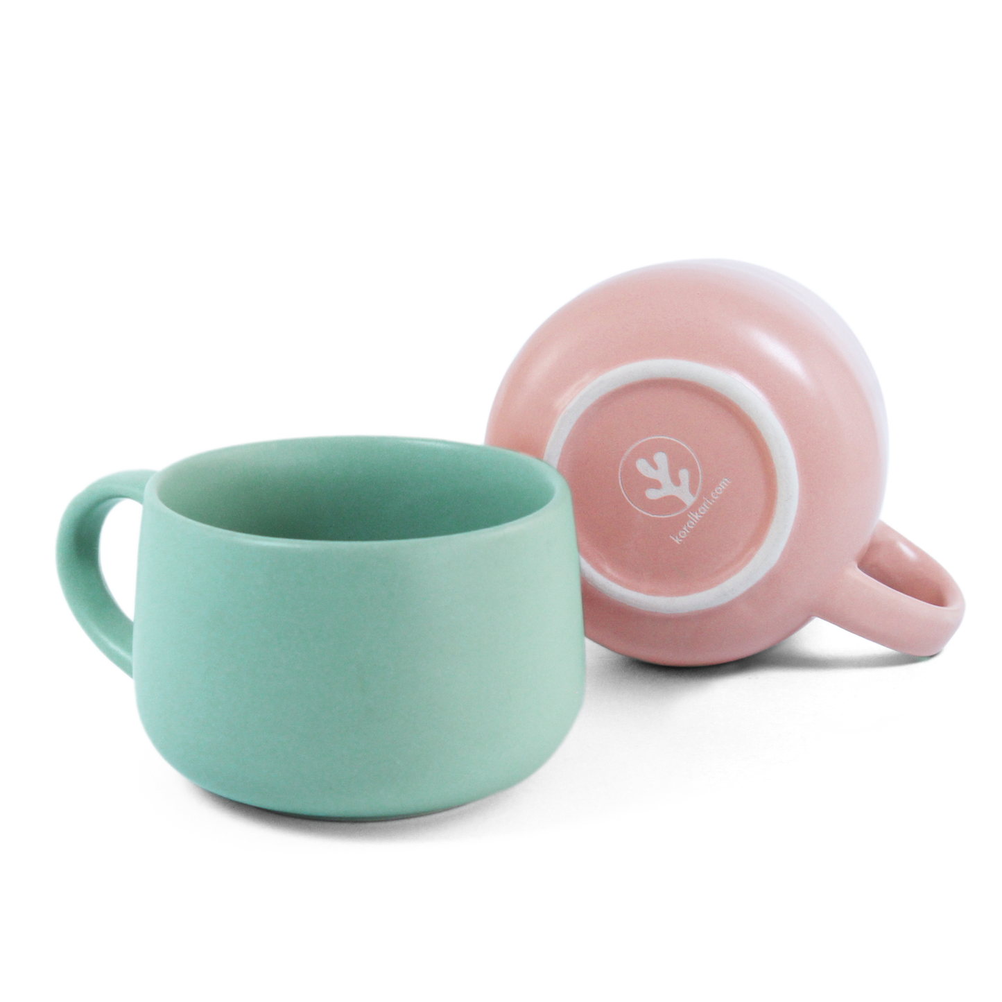 Flamingo Pink + Almost Blue Mug - Set of 2