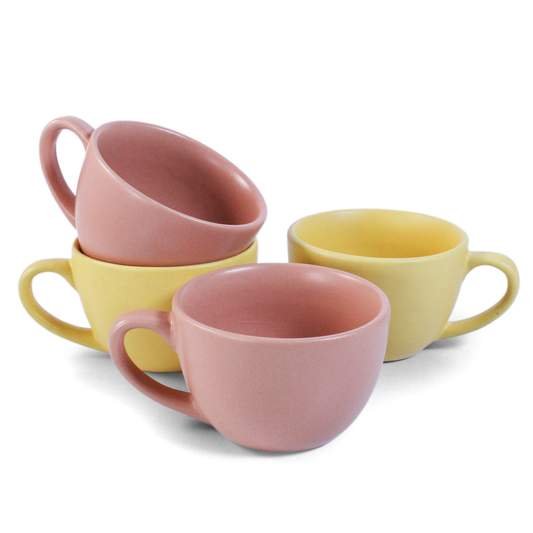 Aamras Yellow + Flamingo Pink Cup - Set of 4