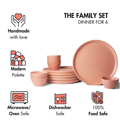 Flamingo Pink Family Dinner Set