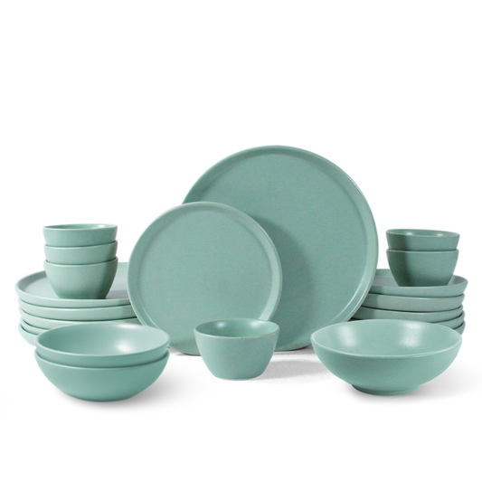 Ceramic 21 Piece Dinner Set |  Full Dinner Set | Almost Blue | SilkMatte Finish |