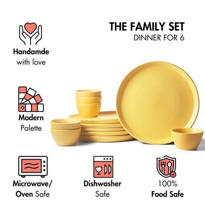 Aamras Yellow Family Dinner Set