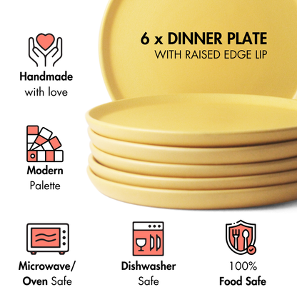 Aamras Yellow Dinner Plate - Set of 6
