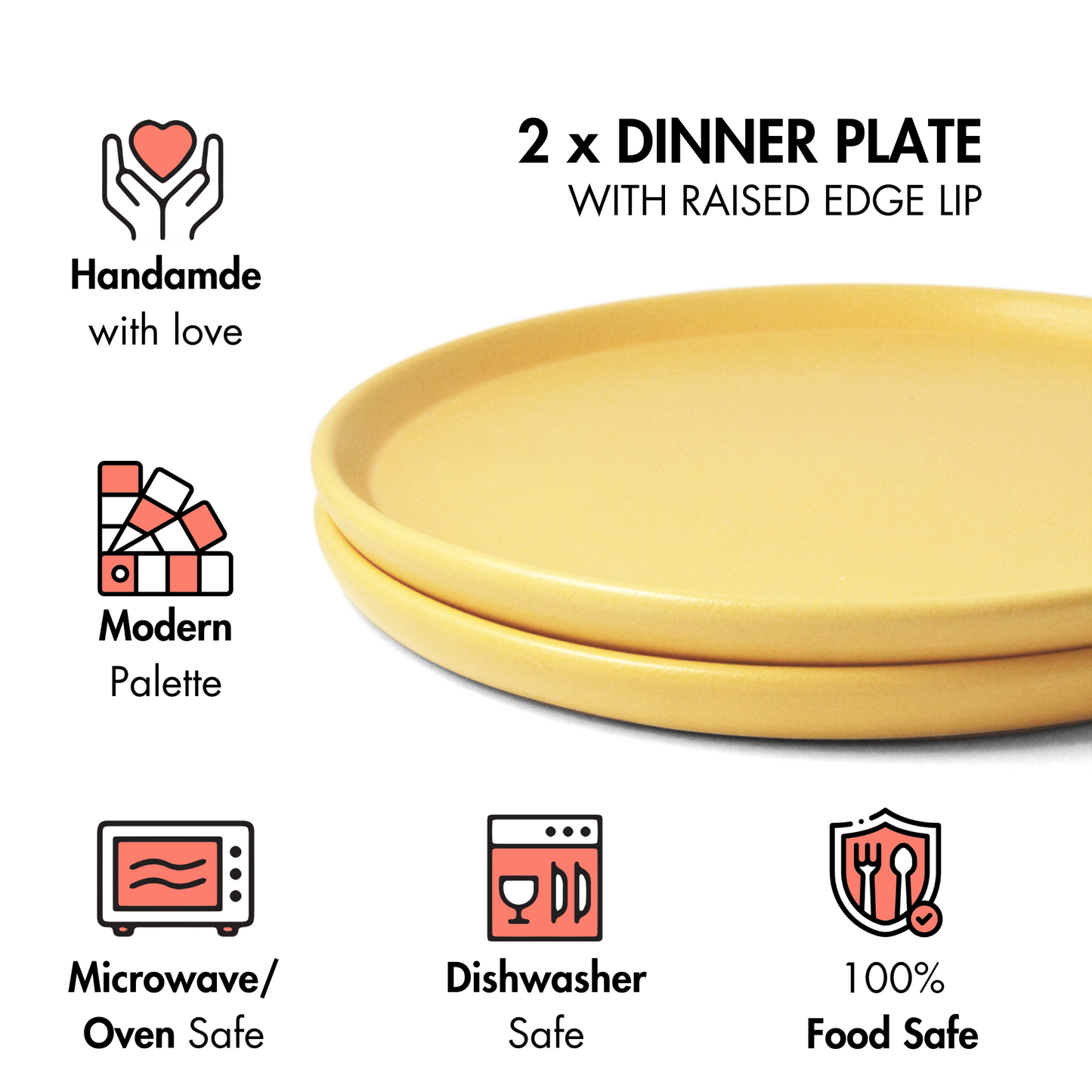 Aamras Yellow Dinner Plate - Set of 2