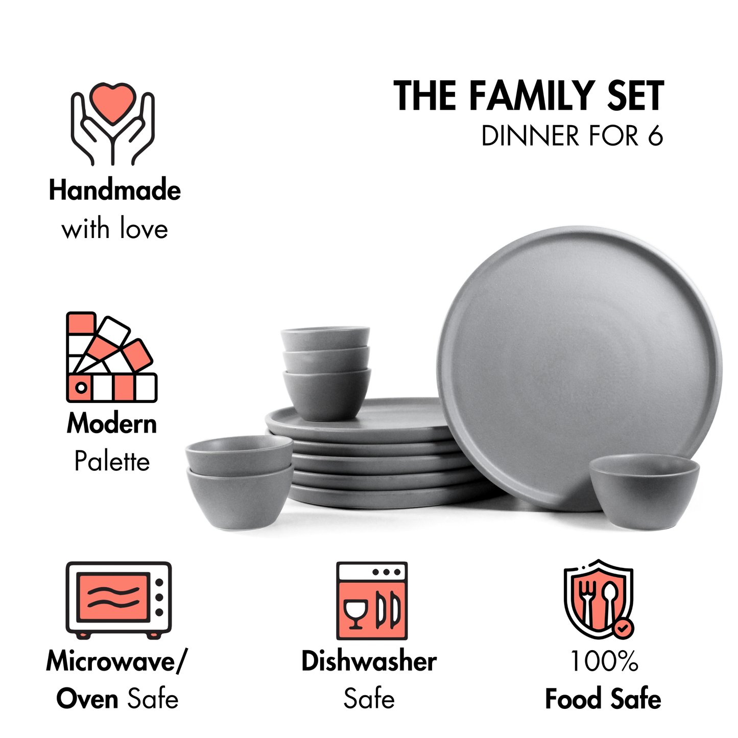 Pebble Grey Family Dinner Set