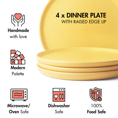 Aamras Yellow Dinner Plate - Set of 4
