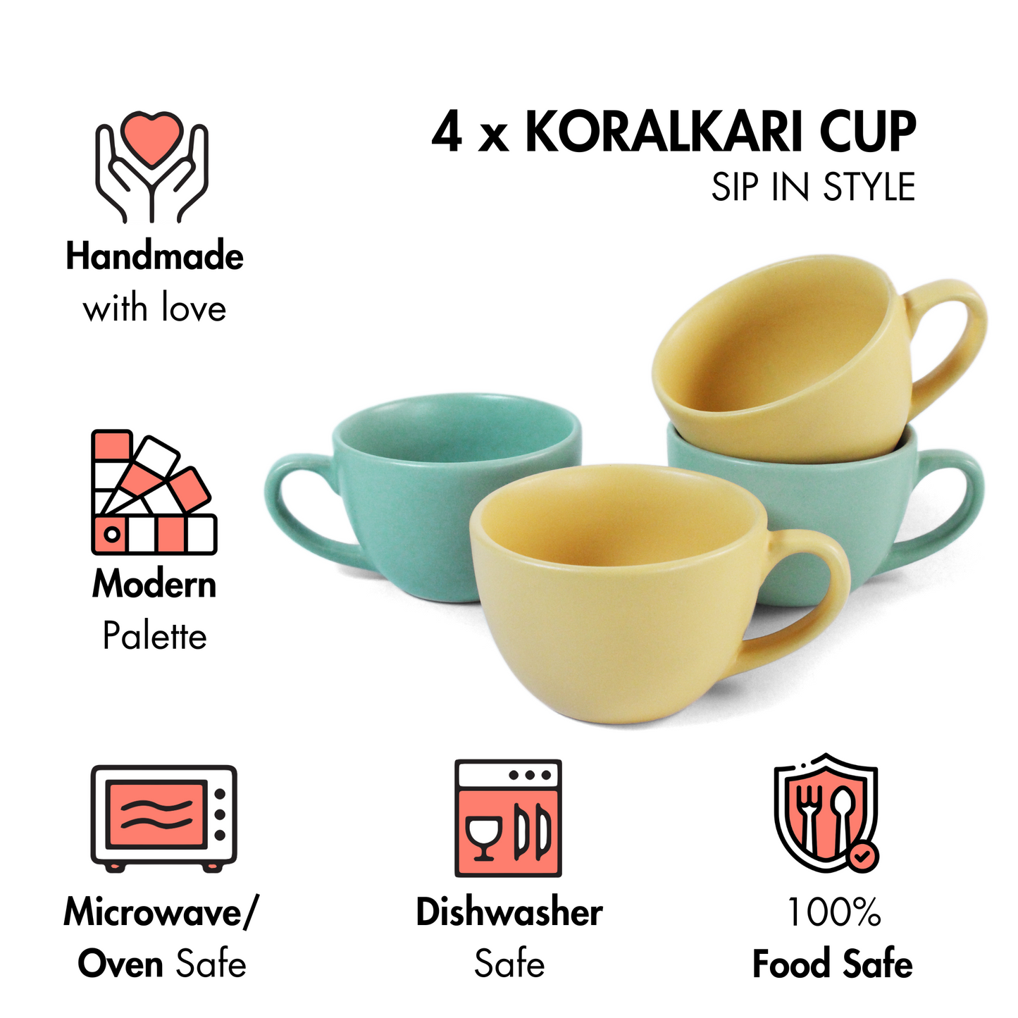 Almost Blue + Aamras Yellow Cup - Set of 4