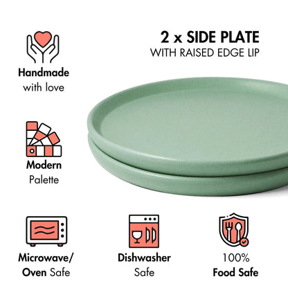 Ceramic Side Plates | Set of 2 | Almost Blue | For Desserts, Snacks & Appetisers |