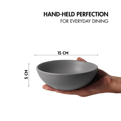 Ceramic Breakfast Bowls | Set of 2 | Pebble Grey  | Daily Bowl For Snacks, Fruits, Breakfast |