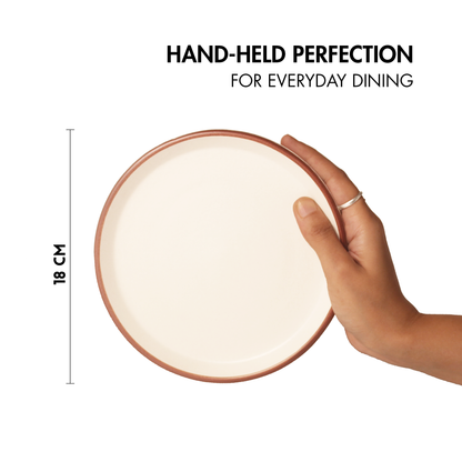 Ceramic Side Plates | Set of 2 | Vanilla Biscuit | For Desserts, Snacks & Appetisers |