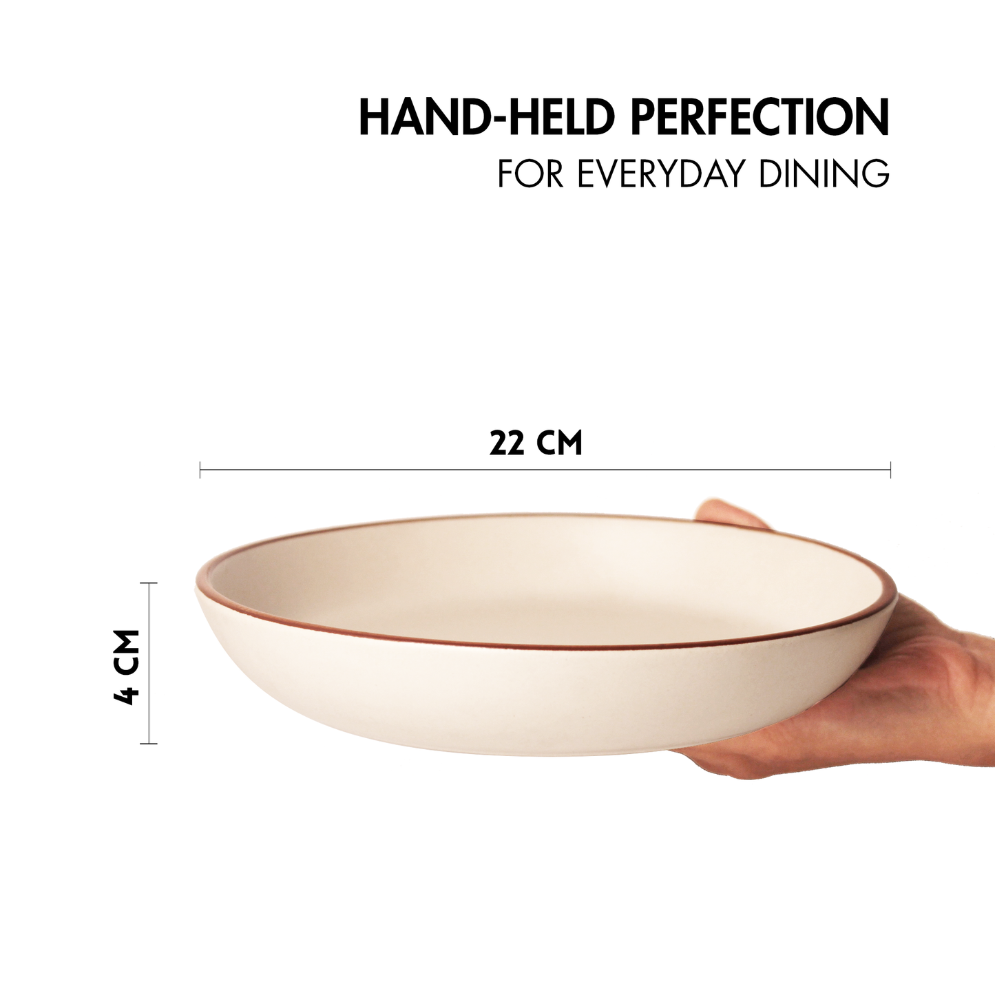Ceramic Pasta Bowls | Set of 2 | Vanilla Biscuit | Flat Bowls for Pasta, Salads |