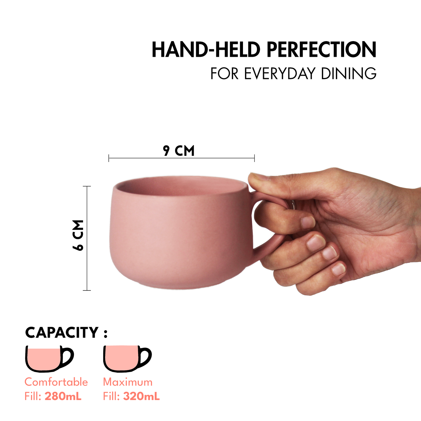 Ceramic Coffee Mugs | Set of 2 | Flamingo Pink | 320ml Cappuccino Mugs |