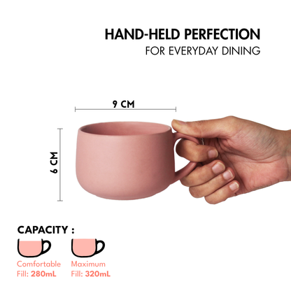 Ceramic Coffee Mugs | Set of 2 | Flamingo Pink | 320ml Cappuccino Mugs |